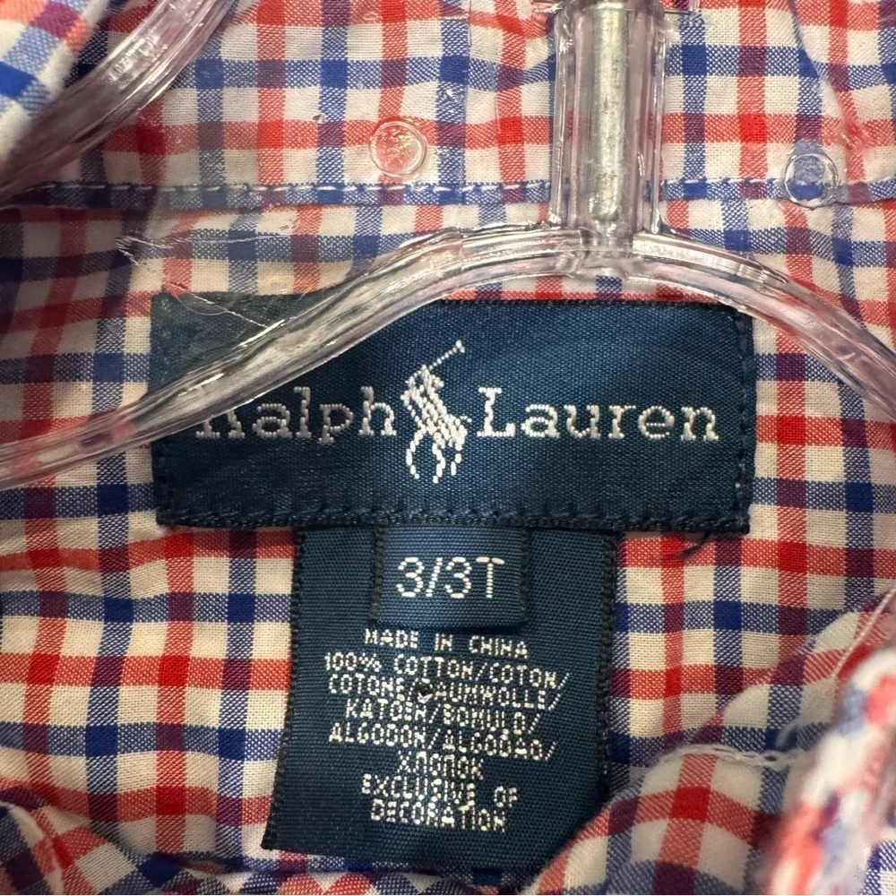 Ralph Lauren LOT Of 2 Boys Button Down Shirts Sz 3T 1 Short Sleeve 1 Long Sleeve